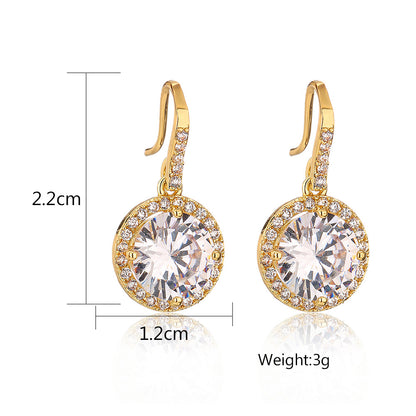 RAKOL Korean fashion classic geometric round earrings feminine temperament light luxury eight hearts and eight arrows 3A zircon earhooks