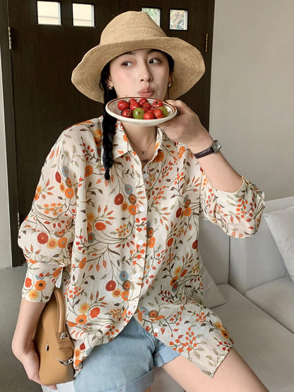 Cross-border European and American full print, a variety of pattern options, long sleeves loose casual top shirt