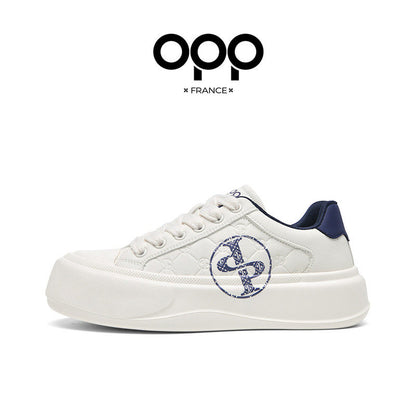 OPP platform shoes 2026 new spring men's sports heightening light luxury leather high-end black casual shoes