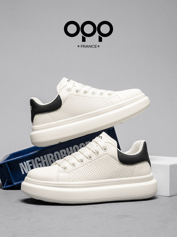 OPP men's shoes spring perforated leather light luxury low-top platform white shoes casual sports ruffian handsome comfortable board shoes for men
