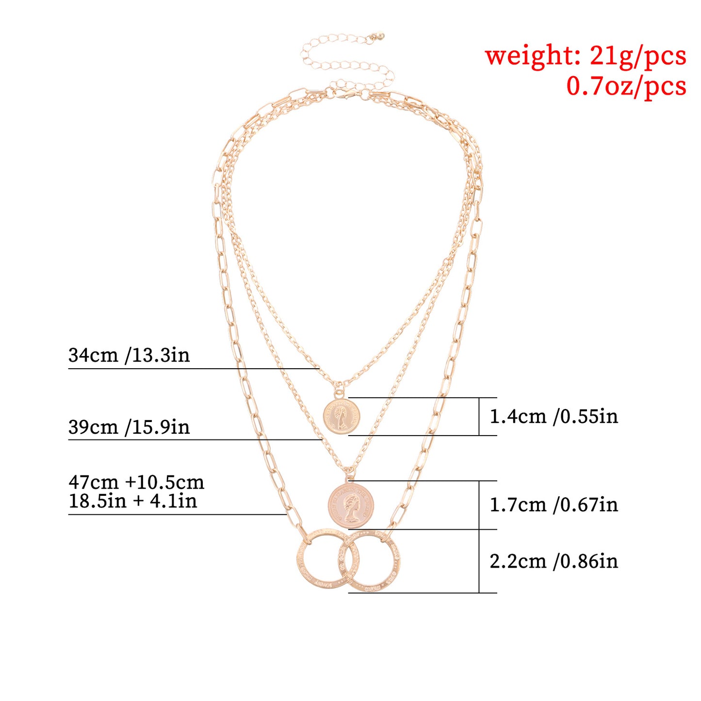 European and American cross-border jewelry, fashion trends, multi-layer ring stitching, stacking necklaces, portrait medallion pendants, sweater chains