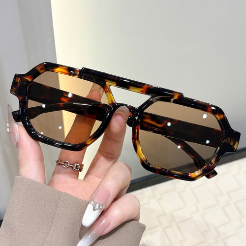 Polygonal dual-beam sunglasses for men, new European and American high-end sunglasses, UV-blocking fashion sunglasses for women
