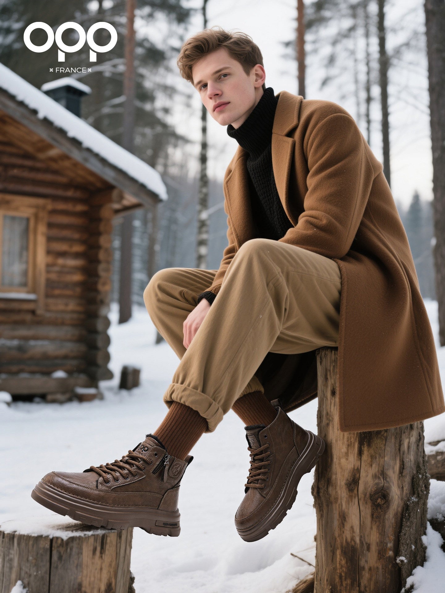 OPP men's shoes, winter fleece warmth, high-top cotton shoes, fashionable hiking boots, outdoor martin boots, snow boots, cargo boots