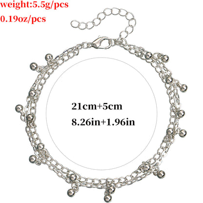European and American cross-border jewelry, dance, yoga, double tassels, drop anklets, women, personality, fashion, trend, beach foot ornaments