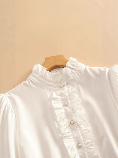 Amazon European and American women's clothing, Wish AliExpress, eBay shirt, ruffled elegant business fashion plus-size shirt