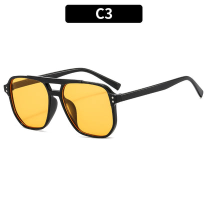 New cross-border double beam aviator sunglasses European and American same men's driving sunglasses high-end trend women's sunglasses
