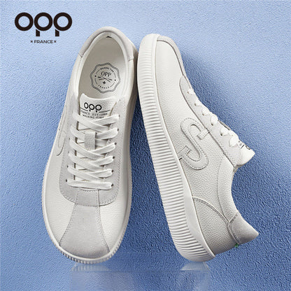 OPP men's shoes spring lightweight low-top versatile white shoes men's outdoor sports running comfortable leather casual shoes