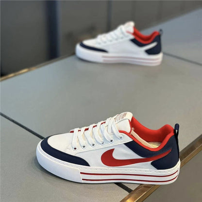 Sapatos masculinos 2025 primavera e outono nova tendência: versátil superfície de tecido rendado, sola macia respirável confortável confortável calçado de prancha esportiva e de lazer confortável