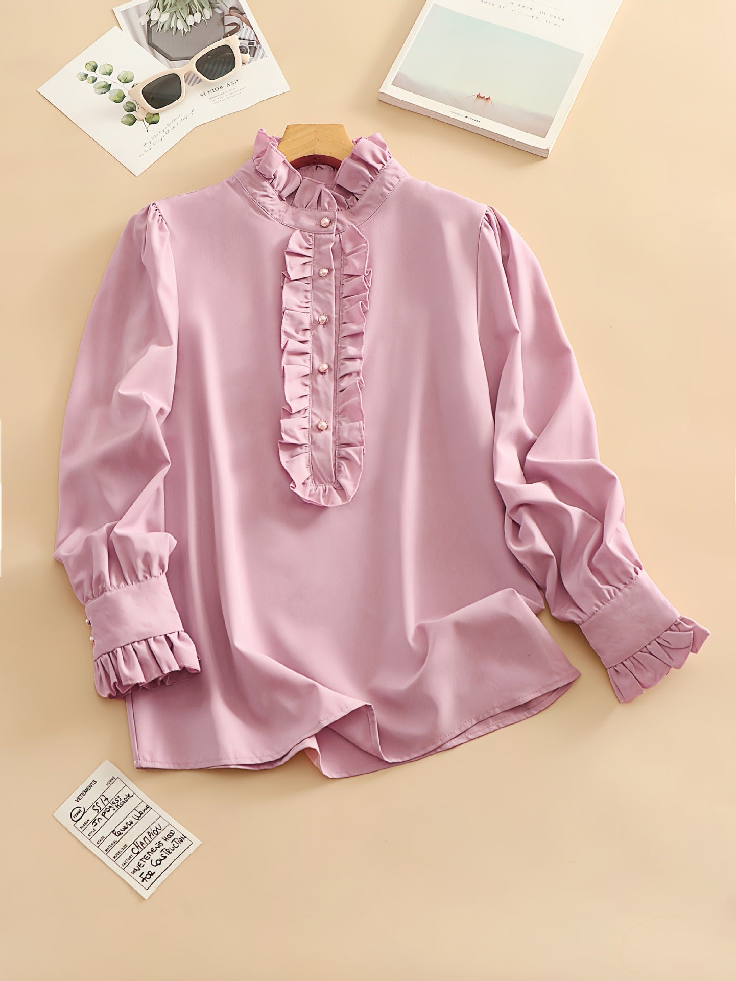 Amazon foreign trade European and American women's clothing wishAliExpress ebay shirt ruffles are versatile and elegant business fashion lining