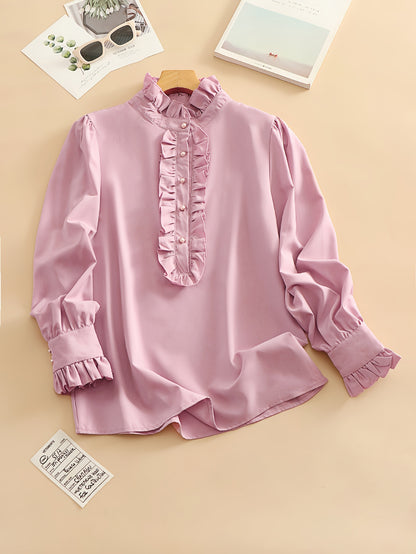 Amazon foreign trade European and American women's clothing wishAliExpress ebay shirt ruffles are versatile and elegant business fashion lining