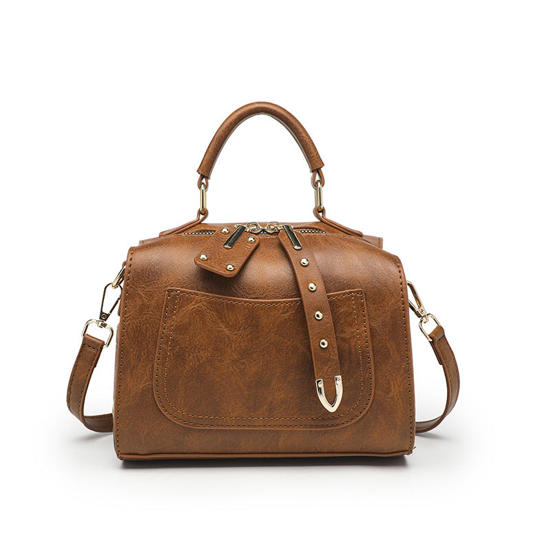 Cross-border bag women's 2023 new foreign trade women's bag simple PU small square bag vintage fashion shoulder bag handbag