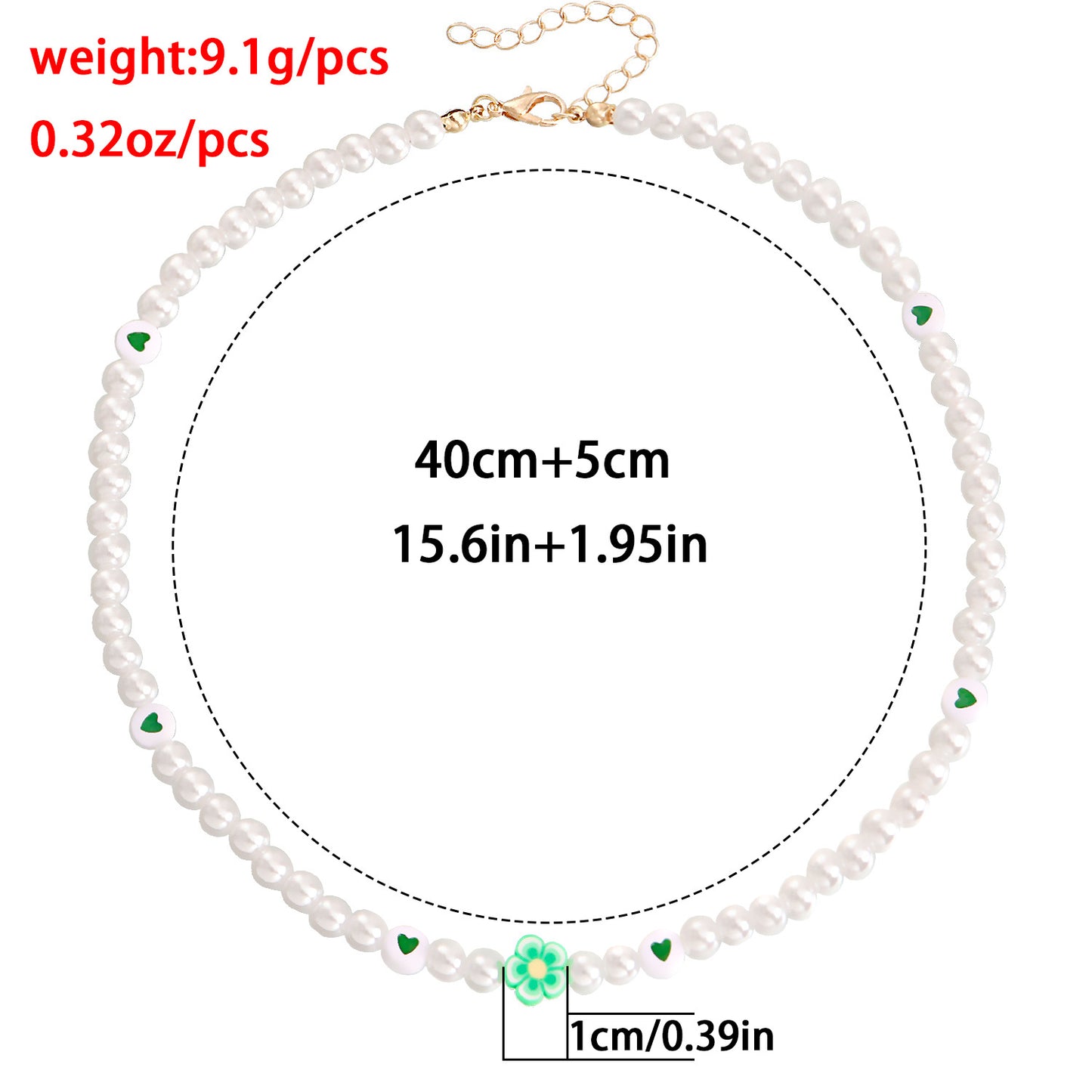 European and American cross-border jewelry, ins style, soft pottery, flowers, colorful love, imitation pearl necklaces, women's niche design, light luxury
