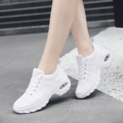 2025 autumn new fly-woven mesh sneakers, middle-aged and elderly breathable women's shoes, trendy platform casual shoes, cross-border