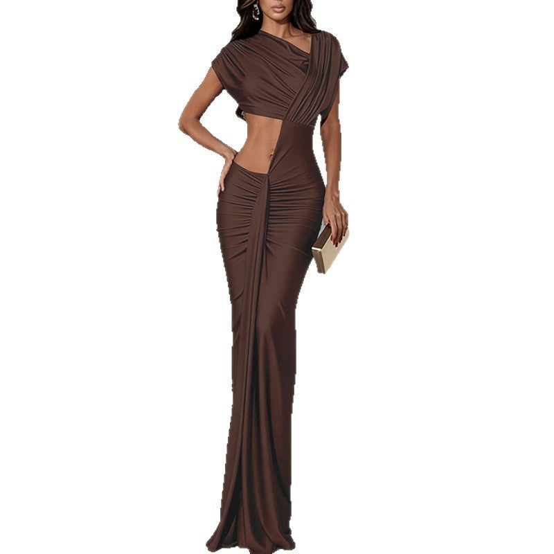 Spring 2026 new European and American style personality street trend sexy hot girl irregular cutout high-waisted dress woman