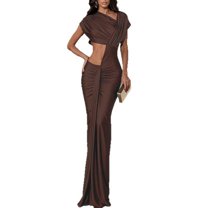 Spring 2026 new European and American style personality street trend sexy hot girl irregular cutout high-waisted dress woman