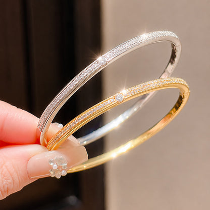 European and American cross-border copper gold-plated silver bracelets, single-row diamond thin bracelets, light luxury style daily accessories, temu hot-selling wholesale