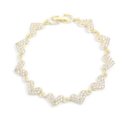 Cross-border bestseller heart-shaped fully inlaid zircon bracelet, light luxury niche wristband, versatile commuting hand accessory, TEMU bestseller