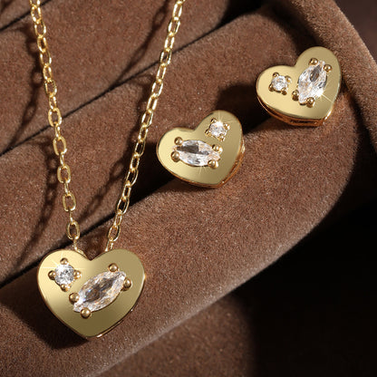 New round 14K necklace copper gold-plated zirconium o-word chain round pendant fashionable and delicate classic style jewelry women