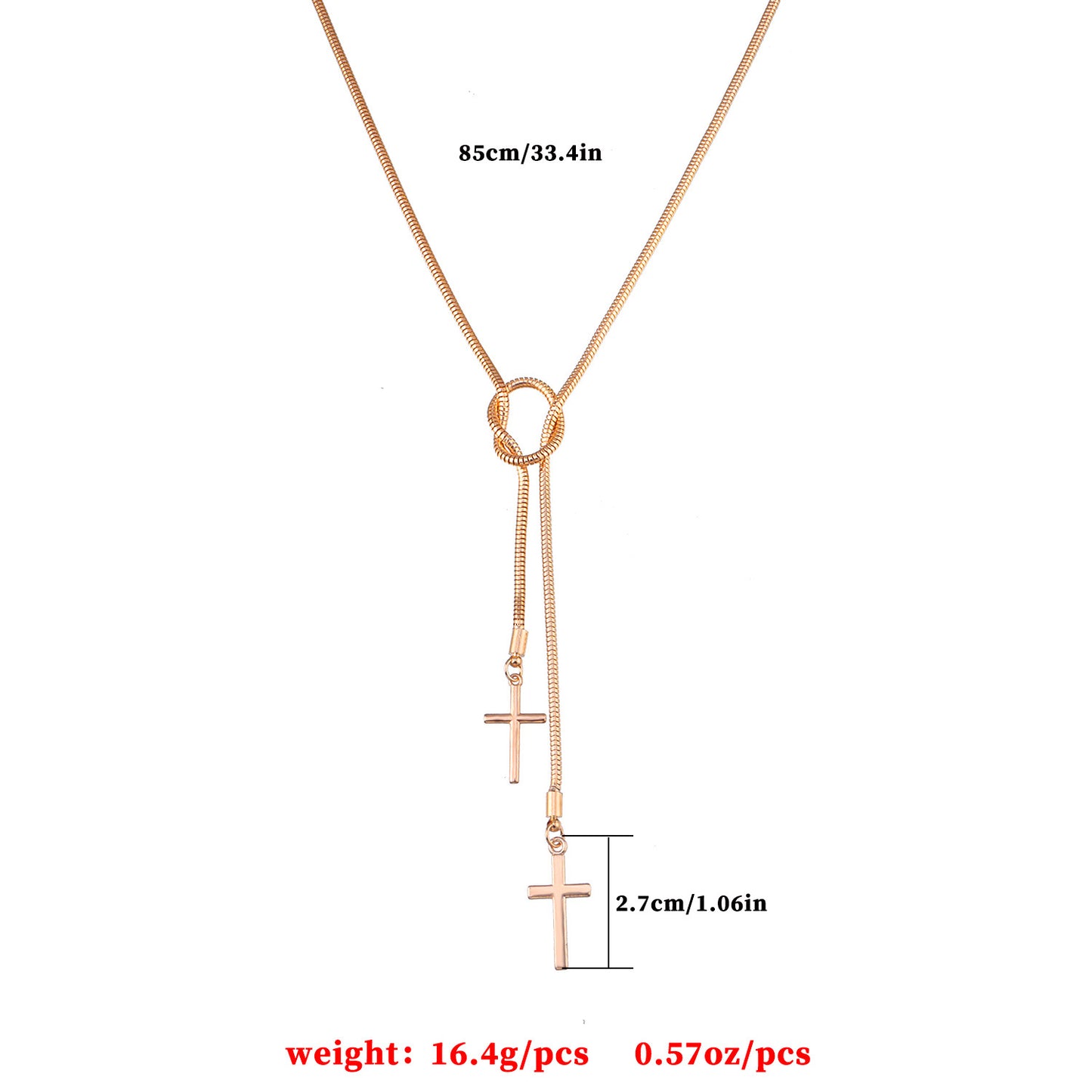 European and American cross-border jewelry Personality cross snake bone chain necklace Women's fashion is cool and can be knotted and worn necklaces