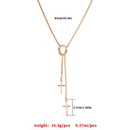 European and American cross-border jewelry Personality cross snake bone chain necklace Women's fashion is cool and can be knotted and worn necklaces