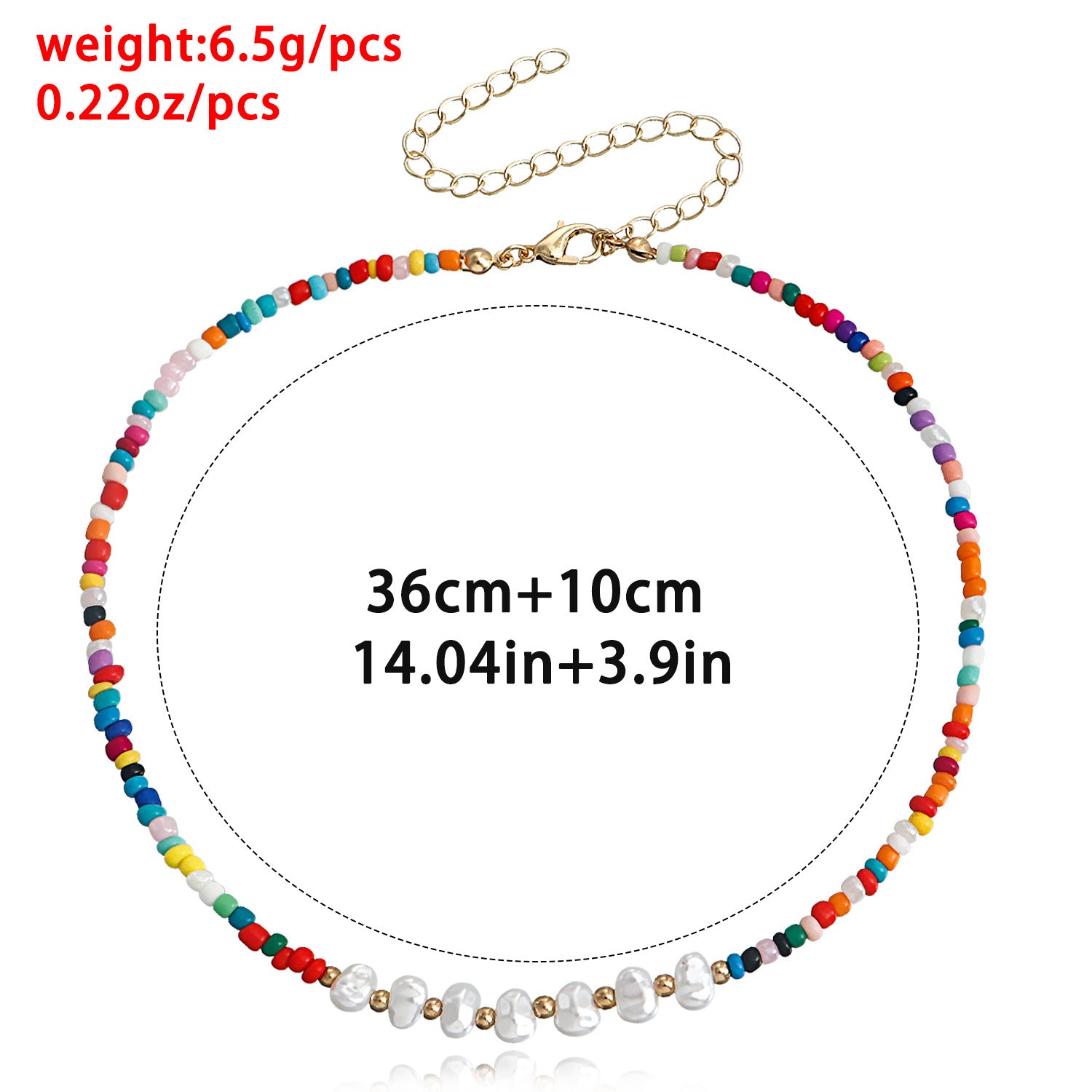 European and American cross-border jewelry bohemian color rice beads pearl beaded necklace women's hand-woven necklace wholesale