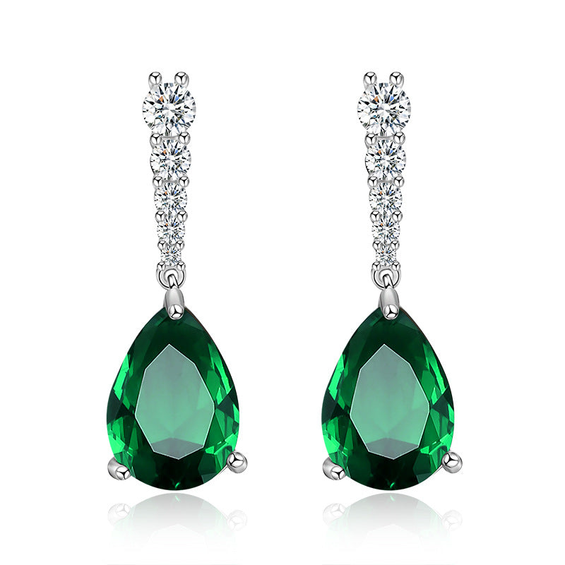 The beauty of simplicity bridal zircon earrings ultra flash Korean high-end sense light luxury temperament wedding dress earrings wholesale