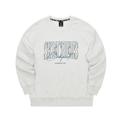 Sweatshirt de malha unissexo Skechers, modelo pullover, para inverno, folgada e confortável, manga comprida, modelo básico L324U059-0248