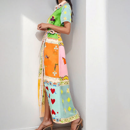 Primavera/Verão 2026: Novo modelo transfronteiriço da Amazon, moda pura, elegância e sofisticação, fato estampado slim.