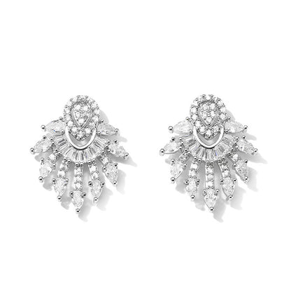 RAKOL new European and American fashionable tassel dazzling teardrop shape-shaped stud earrings necklace collarbone chain two-piece set