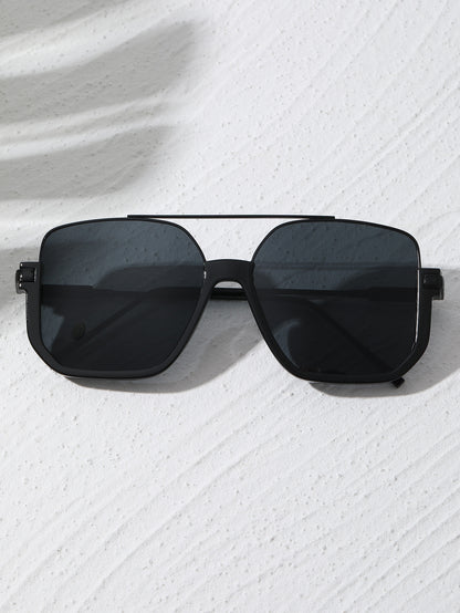 Extra-large frame sunglasses for women, high-end square double-beam pilot sunglasses, UV-blocking and face-enhancing small sunglasses
