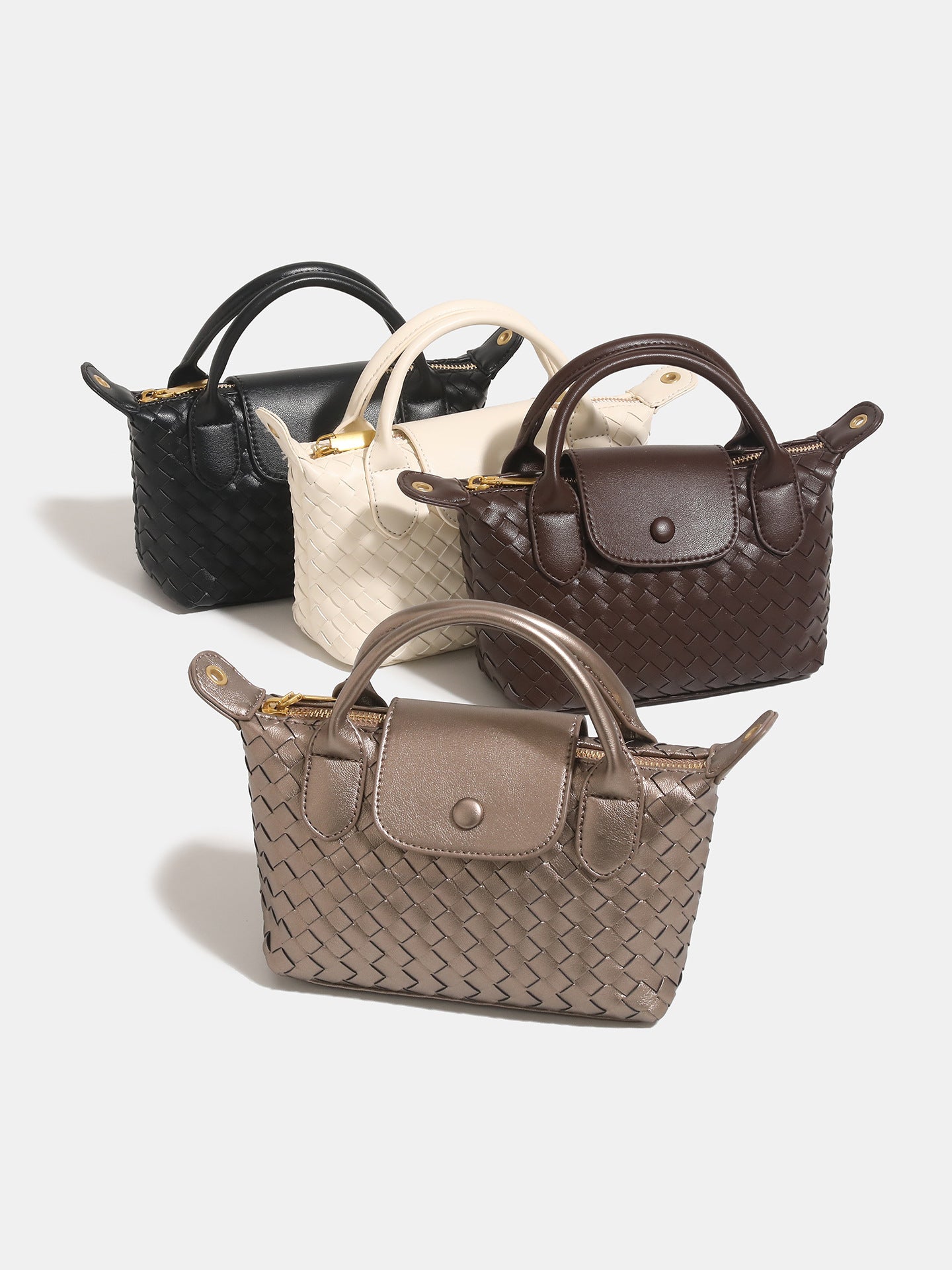 Cross-border women's bag 2025 high-end fashion woven Longxiang dumpling bag retro trend hand-to-shoulder crossbody bag