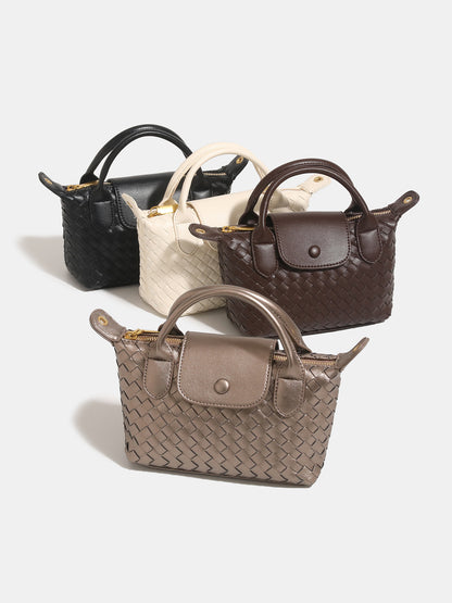 Cross-border women's bag 2025 high-end fashion woven Longxiang dumpling bag retro trend hand-to-shoulder crossbody bag