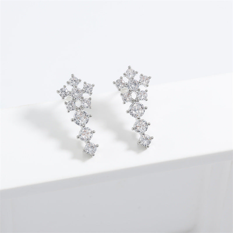 RAKOL cross-border new sweet earrings, petite and unique niche stud earrings, ultra-sparkling elegant zircon earrings, popular for women