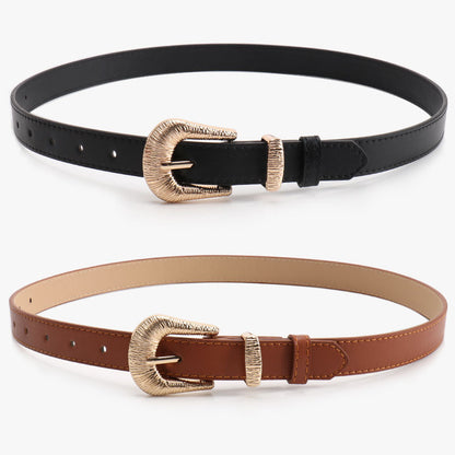 New Simple Old Money Style Women's Belt Threaded Alloy Commuter Casual Belt Women's Versatile Jeans Decorative Belt