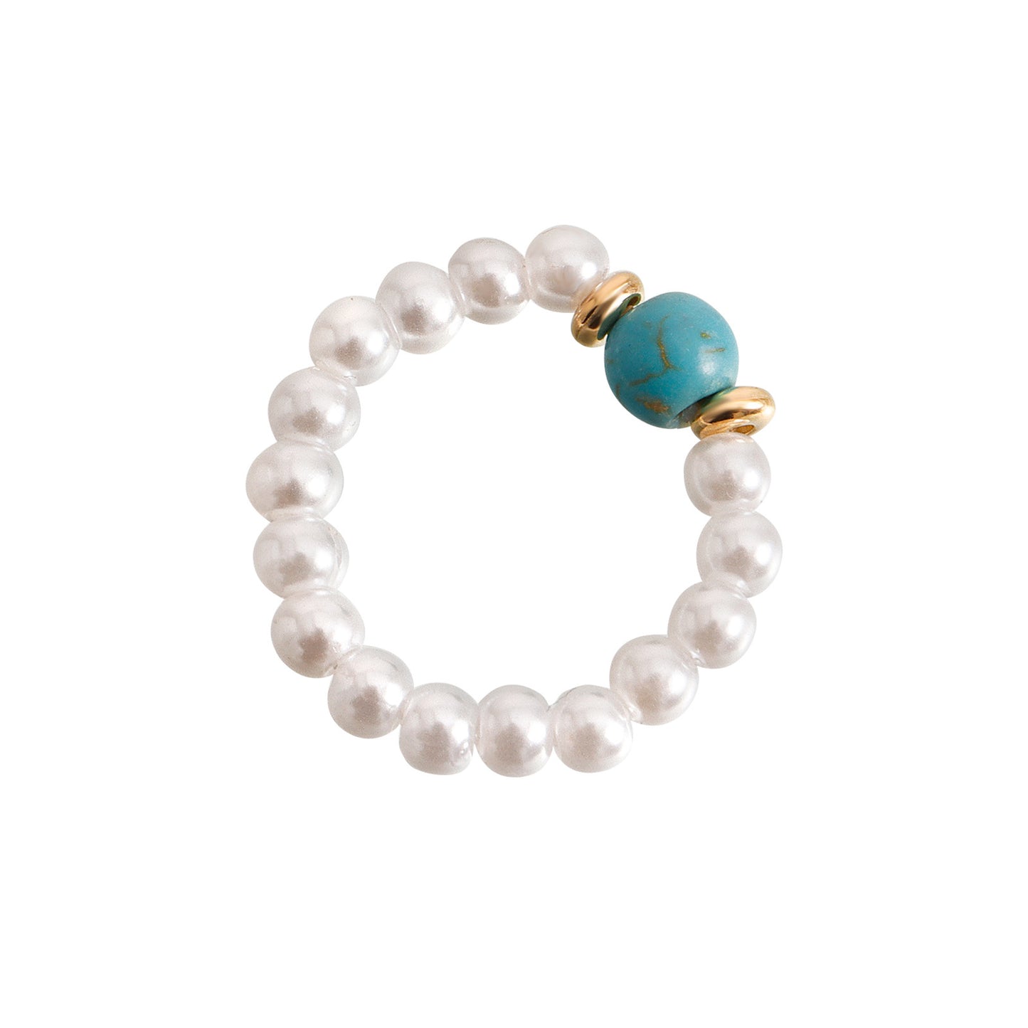 European and American cross-border jewelry Bohemian colorful natural stone imitation pearl rings do not fade, niche design is high-end