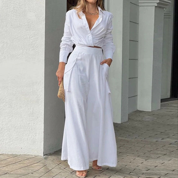 2026 spring new cross-border European and beautiful clothing solid color temperament commuter loose pocket fashion casual suit - view 2 | Ciaura