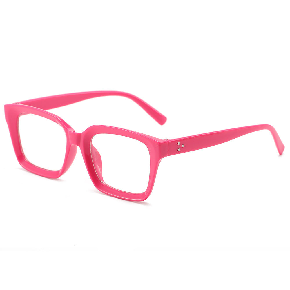 Square blue light blocking glasses, bare face rice spike glasses for men and women, high aesthetic value, versatile decorative flat light glasses for both European and American use