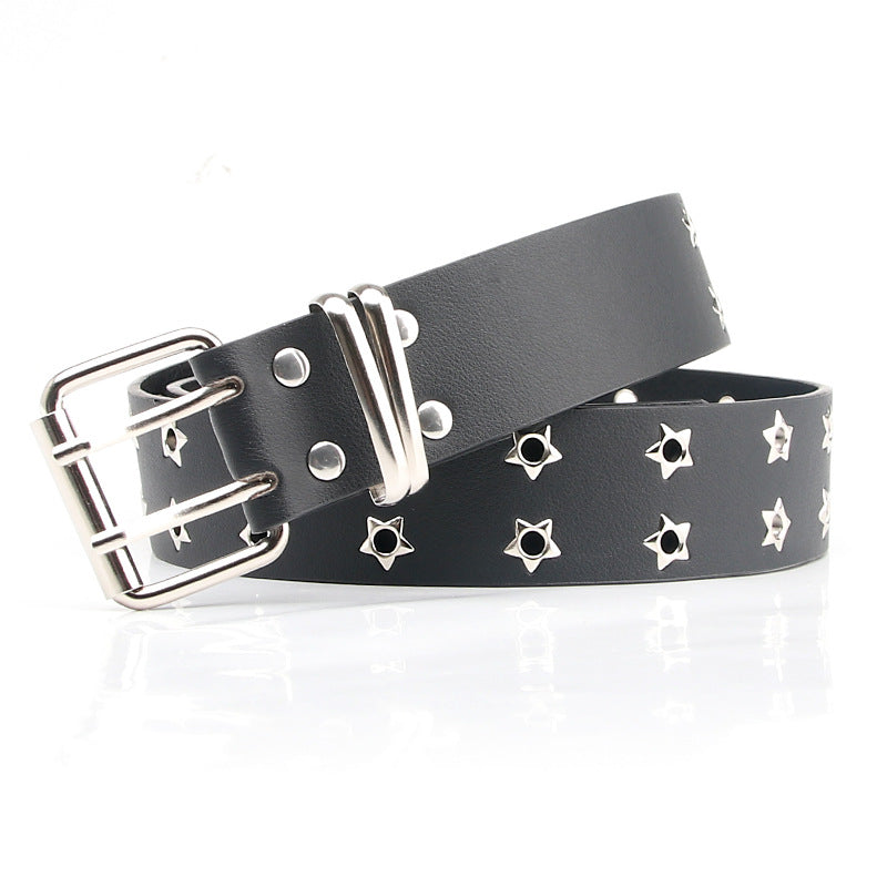 New Star Double Exhaust Eyelet Belt Women's Fashion Versatile Casual Punk Style Jeans Decorative Belt In Stock