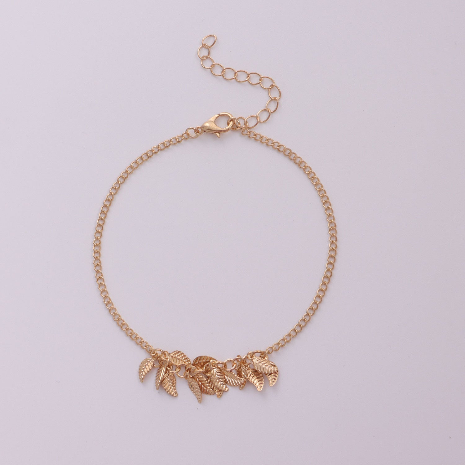 European and American cross-border jewelry, handmade simple leaf anklet, female personality, fashion temperament, popular alloy beach foot ornaments