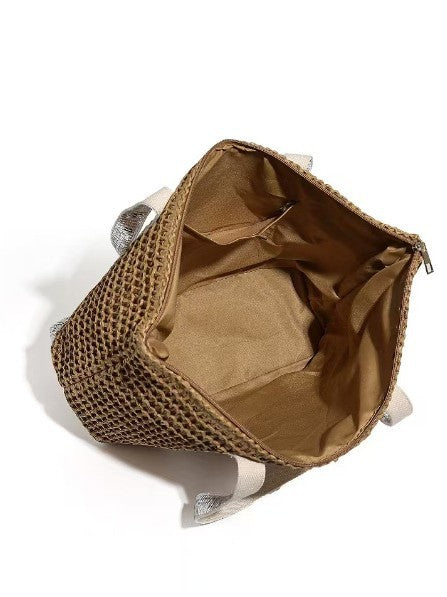 Bag women's bag 2025 new beach bag straw bag large capacity resort style commuter shoulder woven tote bag batch