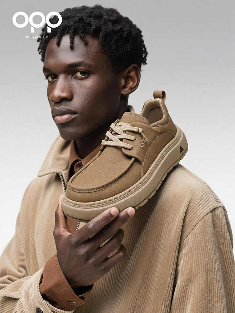 OPP Men's Shoes Spring 2026 New Men's British-style Genuine Leather Business Casual Shoes Low-top Daily Commuter Board Shoes