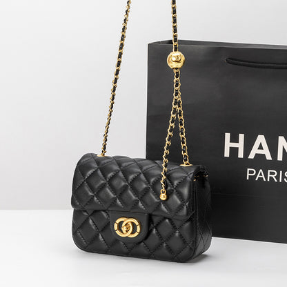 Famosa marca mesma bolsa feminina 2025 nova moda retro high-end rhombus chain bag small gold ball shoulder crossbody bag