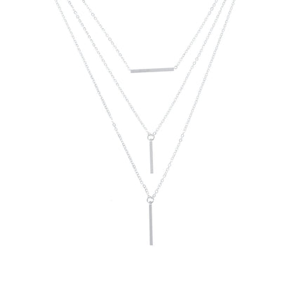 European and American cross-border jewelry, multi-layered geometric horizontal bars, several rods, pendants, necklaces, women's punk, popular fashion necklaces