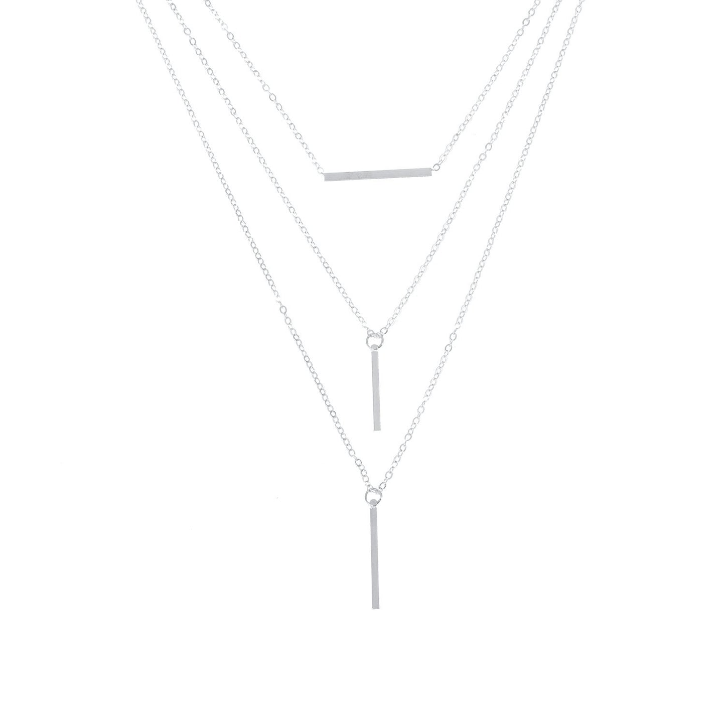 European and American cross-border jewelry, multi-layered geometric horizontal bars, several rods, pendants, necklaces, women's punk, popular fashion necklaces