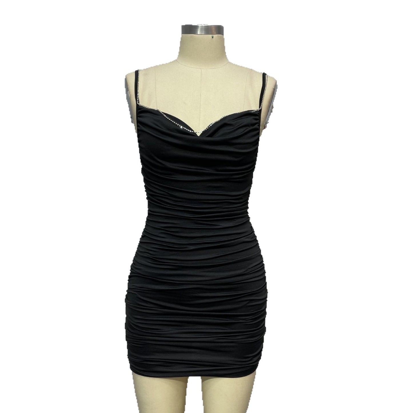 Cross-border foreign trade hot temperament skirt 2023 summer new women's V-neck hot diamond slim dress women's wholesale