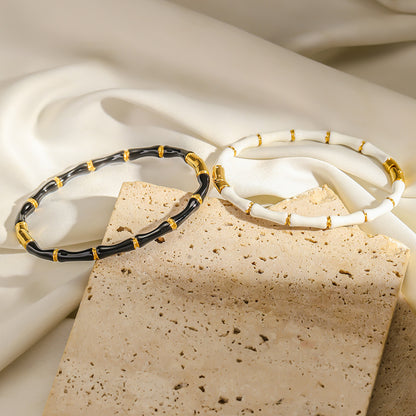 Cross-border European and American style stainless steel bamboo closure bracelet, INS style fashion drip design bracelet for women
