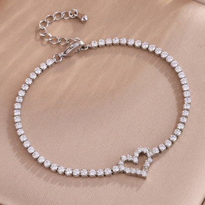 Cross-border European and American full diamond light luxury bracelet, niche design, light luxury style diamond-set zircon tennis ball bracelet for women, never fades