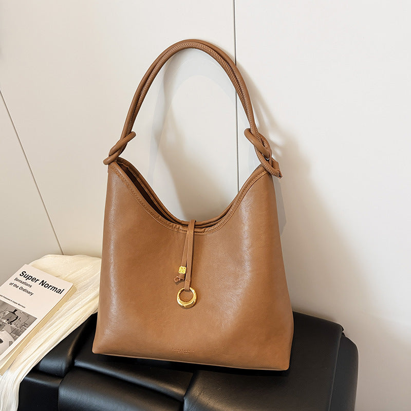 Bolsa tote Novo modelo versátil minimalista para o dia a dia bolsa vintage fashion Bolsa de ombro curta estilo descontraído Grande capacidade Bolsa de ombro Internacional