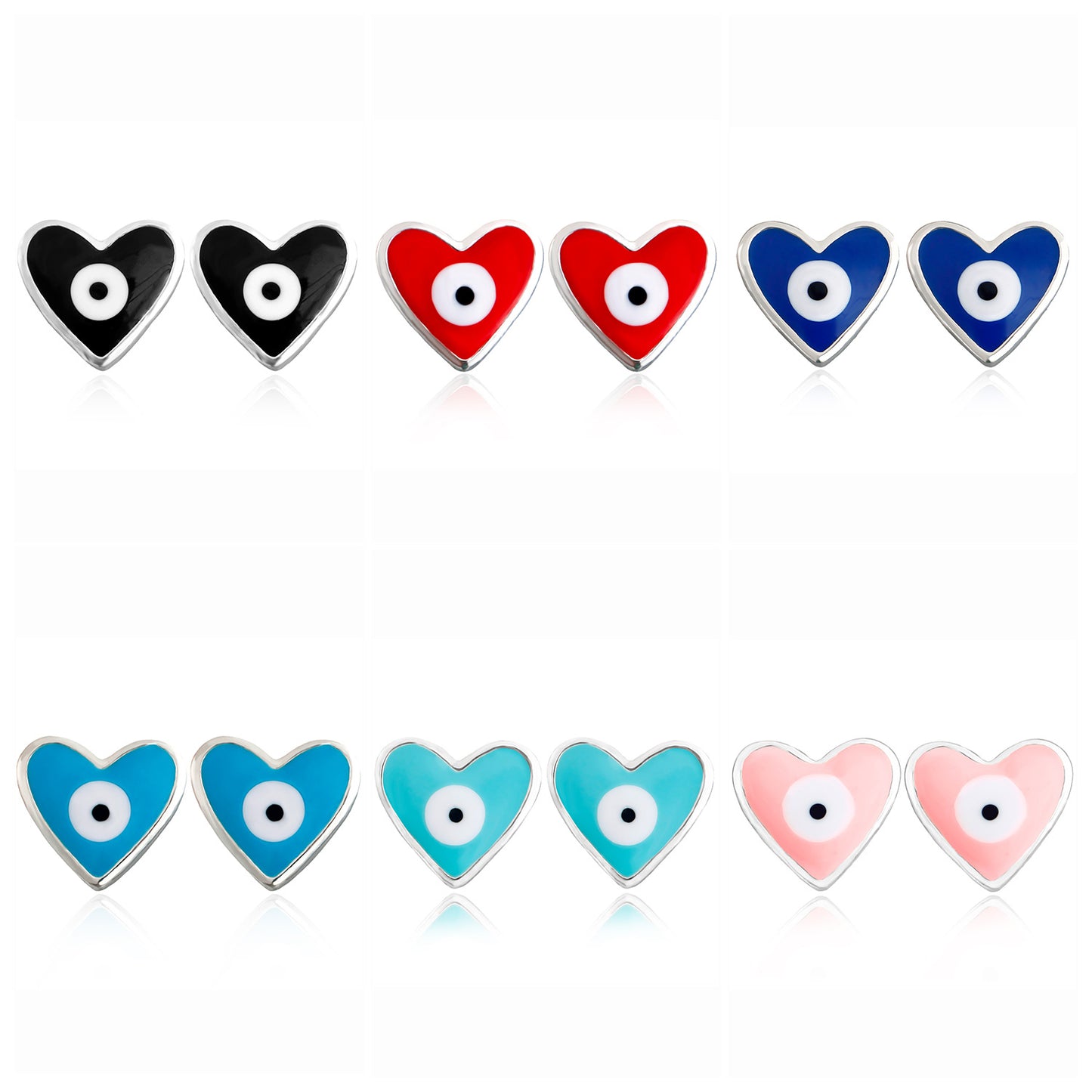 Jewelry Factory Customization Mini Heart-shaped Demon Eye Earrings Stud Earrings Luxury Niche Earrings