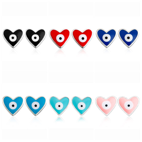 Jewelry Factory Customization Mini Heart-shaped Demon Eye Earrings Stud Earrings Luxury Niche Earrings